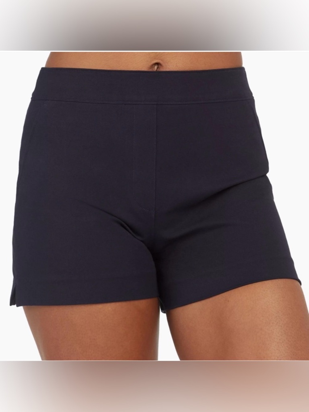 SPANX navy blue polished 6 inch shorts tummy control pull on‎ NWT size Large